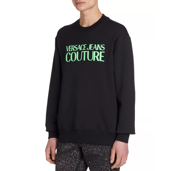 Versace Jeans Couture Cotton Fleece Logo Print Sweatshirt Black Size XXL 4151